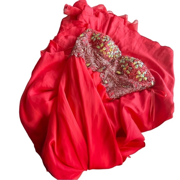 Nina Canacci Dress Home Coming Formal Strapless Sequin and Split Fuchsia Size 2 - Picture 10 of 14